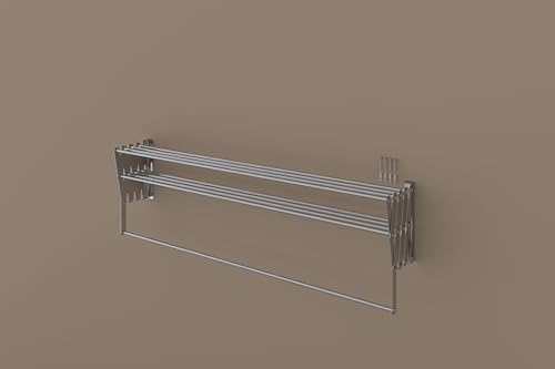 Image of Premium Heavy-Duty Stainless Steel Retractable Wall-Mounted Clothes Drying Rack | Multi-Rod Design for Laundry Room, Bathroom, Balcony, Indoor & Outdoor Use - 9 Rod, 4 Feet