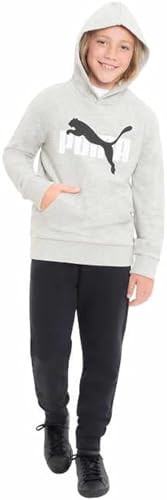 PUMA Boy's Youth French Terry Hoodie With Kangaroo Pocket (Large, Gray)3