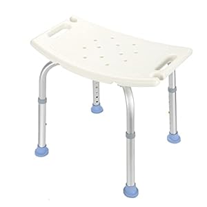 Lospitch Douchestoel, badkruk, in hoogte verstelbaar, 38-53 cm, aluminium douchestoel, comfortabel, antislip, voor senioren, kinderen, mensen tot 150 kg