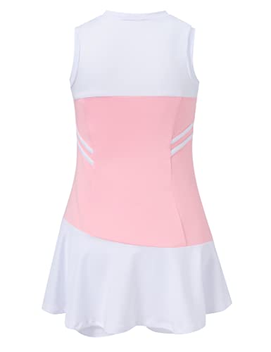 Girls Sleeveless Tennis Golf Sport Dress Outfit Athletic Pleated Skirt Sets with Built-in Shorts Pockets 3-12 Years2