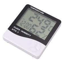 Image of HTC-1 Room Thermometer with Humidity Incubator Meter and Accurate Temperature Indicator Wall Mounting LCD Digital Clock Monitor for Indoor /Outdoor (White)