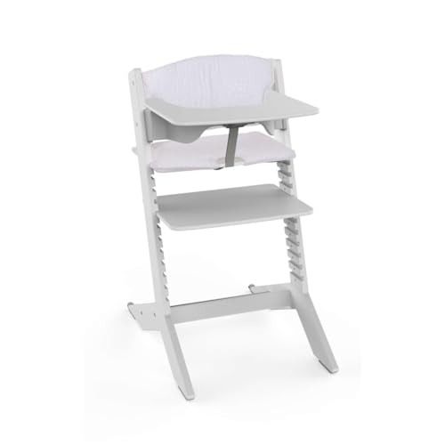 NALA - Chaise haute en bois - gris - coussin tablette