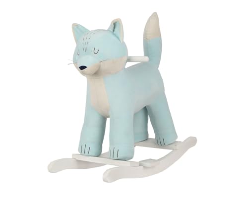 Kikkaboo Animal balancín Zorro Peluche Juguete de Madera correpasillos de Madera, Color:Turquesa