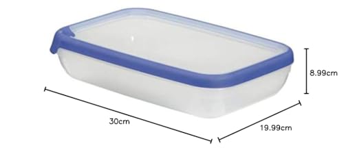 Curver 00009-082-00 Rechteckige Frischhaltedose New Grand Chef, 2,6L, transparent/blau
