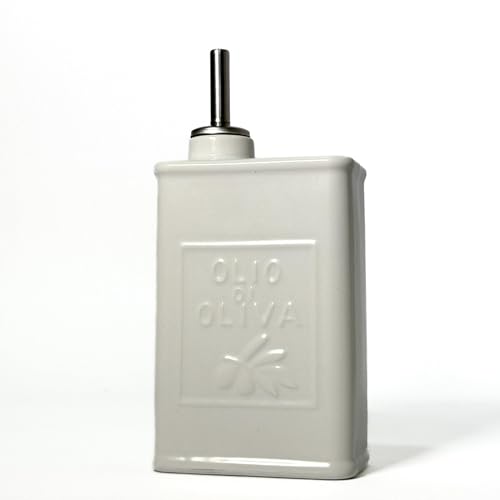 Homysh Vintage Ceramic Olive Oil Dispenser Cruet - Elegant White Design, Drip-Free Pourer with Airtight Stopper, Perfect for Cooking and Salad Dressings (White)