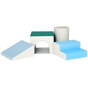 HOMCOM Juego de 4 Bloques de Espuma para Niños de 1-3 Años Figuras de Construcción Juguete para Aprendizaje Infantil Bloques Psicomotricidad Tapizados en PU 150x50x39 cm Multicolor