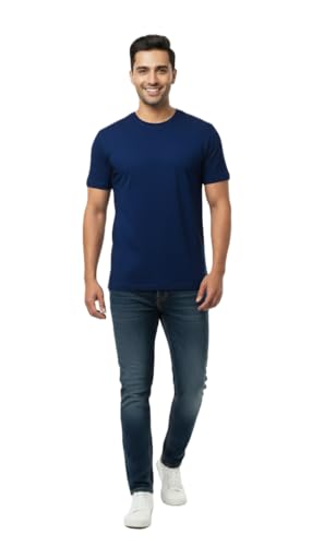 Image of Men's 100% Supima Cotton Crew Neck T-Shirt - Classic Slim Fit, Ultra-Soft Breathable Fabric, Short Sleeve Solid Tee