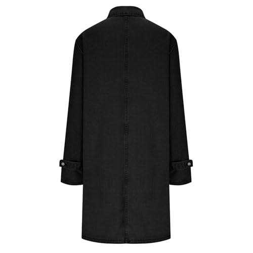 Akklian Mens Long Denim Trench Coat Classic Lapel Button Down Cardigan Long Sleeve Casual Jean Jacket 2024 Fashion Overcoat3