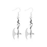 Gothic Axe Sword Earrings for Women Vine Wrapped Executioner's Axe Dangle Earrings Sword Dagger Knife Ruby Stud Earrings Halloween Jewelry Gifts (A.)