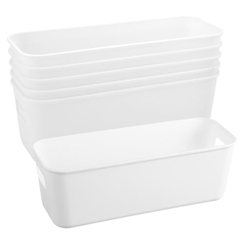 HENGBIRD 6 Piezas Cestas de Almacenamiento de Plástico, Organizador con Asas Cestas de Almacenamiento de Armario de Cocina, Cubo de Contenedores Pequeños de Almacenaje para Cocina, Baño, Cosméticos