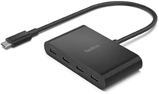 Koncentrator Belkin CONNECT USB-C z 4 portami USB-C, adapter z 4 portami USB-C 3.2 Gen2, 100 W PD, maks. prędkość transmisji danych 10 Gb/s, do urządzeń MacBook, iPad, Chromebook, PC i innych
