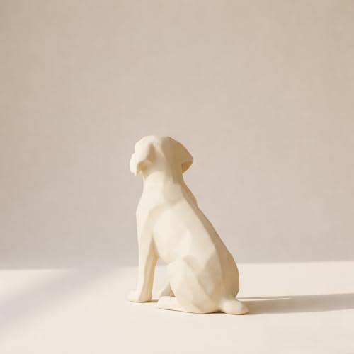 Image of Eco-Friendly Dog Statue - Modern Home Decor Accent | Minimalist Pet-Inspired Sculpture for Living Room, Office & Gifts (Beige)