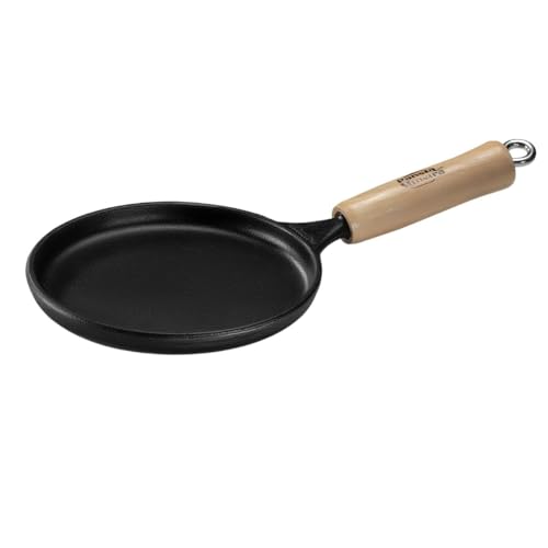 Frigideira Tapioca de ferro fundido 18cm 0,3L com cabo em madeira naval – Panela Mineira ideal para ovos, panquecas e tapiocas