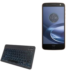 BoxWave Keyboard Compatible with Motorola Moto Z Force Droid - SlimKeys Bluetooth Keyboard - with Backlight, Portable Slim LED 7 Colors - Jet Black