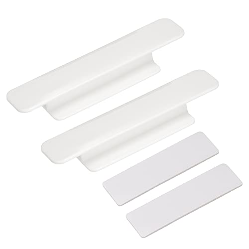 QUARKZMAN 2uds Autoadherentes Manijas, Blanco Plástico Autoadhesivo Instantáneo Cajón Manijas Tiradores para Baño, Ropero, Armario, Tocador, Ventana (110mm/4,33' Longitud)