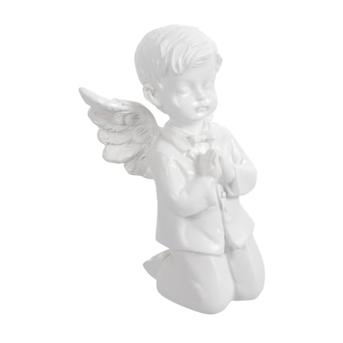 ROMISBABA Estatua de Ángel Orante de Resina Blanca Escultura Decorativa para Mesa y Hogar Adorno para Regalo de Comunión y Decoración Navideña