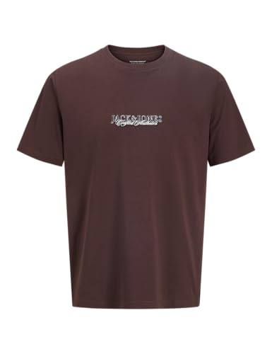 JACK & JONES Jorbleecker Minimal tee SS Crew Neck, Caoba Profunda, L