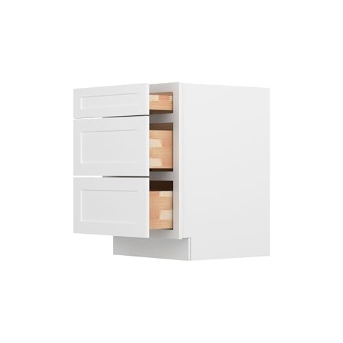 Image of Furinno Shaker Drawer Base Kitchen Cabinet with 3-Drawers, Ready to Assemble, 24 D x 24 W x 34.5 H, White