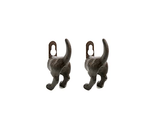 LB H&F Lilienburg 2 x Garderobenhaken Hund Haken Schlüssel Garderobe Wandgarderobe Metall Nostalgie massiv geschmiedete schwere Qualität
