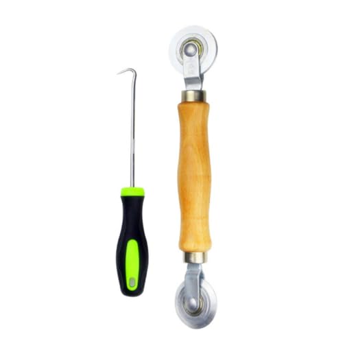 Housoutil 2 piezas Rodillo de Presión para Pantallas de Ventana con Mango de Madera Antideslizante Herramienta para Instalación y Reparación de Mosquiteras y Ergonómico
