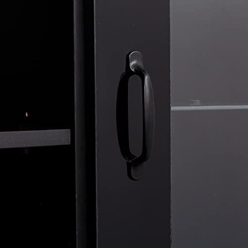 Yoluckea Modern Led Bookcase Storage Cabinet With 3 Glass Shelves And 2 Drawers, 72" Tall Curio Cabinet Collection Display Cabinet Side Cabinet For Living Room, Hallway, Office #TOP7