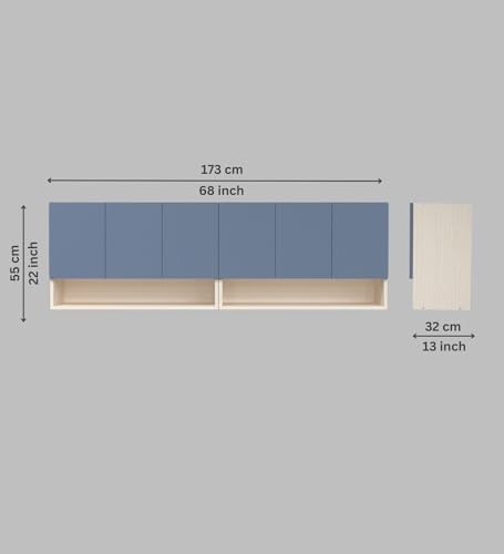 Image of SPECIALITY PANELS 6 Door Wall Cabinet with UV Profile Shutter | Wall Mounted Storage Cabinet for Kitchen Bathroom Living Room | Wooden Wall Cabinet Organizer Blueberry Finish DIY Assembly