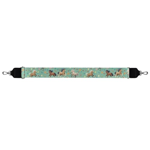 Image of Flower Horse Wide Bag Straps Replacement Crossbody Guitar Straps for Handbags /Purses /Messenger /Duffel Bags Backpack Straps Replacement Adjustable Length from 30 inch to 50.3 inch