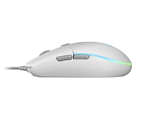 MMG, Mouse Gaming Compatto 3200 DPI RGB Flow, Switch Meccanici HUANO, Design Leggero Antiscivolo, 6 Pulsanti, Windows/Linux/Mac/PS4/PS5/XBOX ONE/XBOX SERIES X-S, Bianco - Mouse gaming - Immagine 4