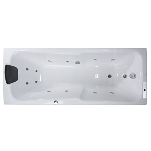 Basera® Classic Indoor Whirlpool Badewanne Bali mit 12 Massagedüsen, LED-Ambiente, Touchpanel...