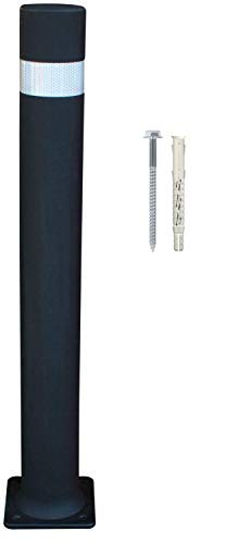 ADO - Pilona bolardo flexible de alta resistencia y flexibilidad A-flex negra con base para atornillar (1- Pilona + Tornillería)