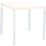 Compamia Mango 28" Aluminum Patio Dining Table in Beige, Commercial Grade