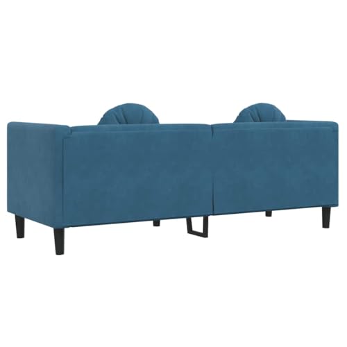 Willood Sofa mit Kissen 3-Sitzer Blau Samt, Polstersofa Loungesofa Couch für Wohnzimmer, Designsofa Wohnzimmersofa Sitzmöbel, Modern – Bild 8