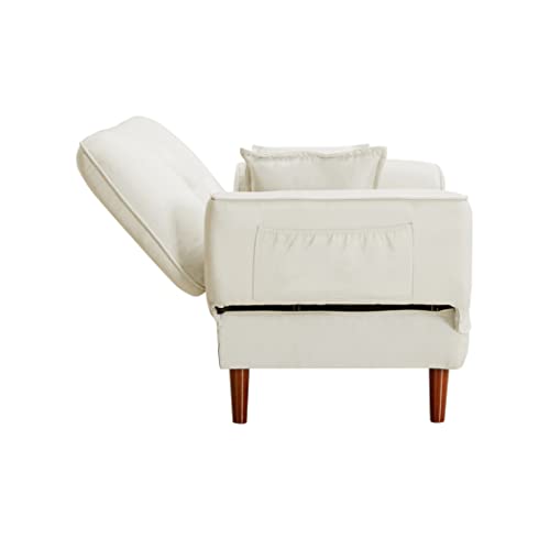 Lepfun Convertible Futon Sofa Bed With 2 Pillows,Loveseat Sleeper Sofa Futon Couch,Recliner Couch With Adjustable Armrest And Wood Legs,Living Room Sofa With 5-Angle Backrest For Small Space(Beige) #TOP5