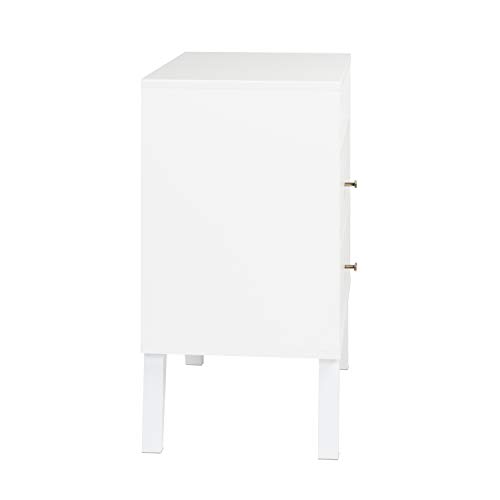Prepac Milo Mid-Century Modern 2 Drawer Nightstand With Open Shelf, 16"D X 22.5"W X 29.5"H, White #TOP4