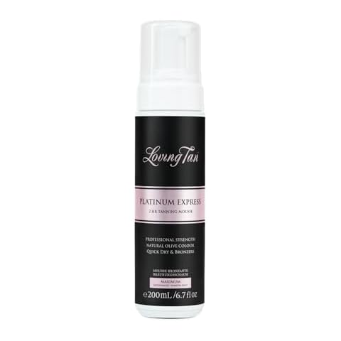 Loving Tan Platinum 2 HR Express Mousse, Darkest Shade Yet - Streak Free, Professional Strength Sunless Tanner - 10+ Self Tan Applications per Bottle, Cruelty Free, Naturally Derived DHA, 6.7 Fl Oz Cover