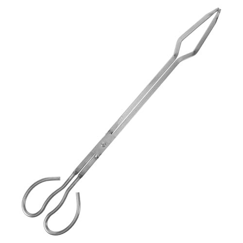 jojofuny Pinzas para Leña de Acero Inoxidable 52 CM Diseño Curvo Resistentes para Fogatas Chimeneas y Barbacoas Herramienta Segura para Camping y Uso Exterior