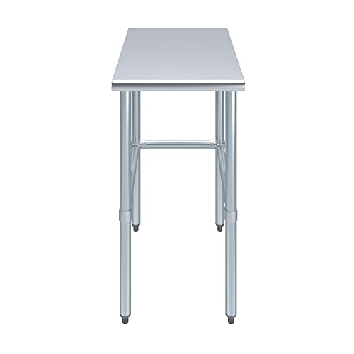 Image of AmGood Stainless Steel Work Table Open Base | Metal Work Bench (Stainless Steel Table Open Base, 18 inch Long x 30 inch Deep)