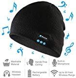 Bluetooth Beanie Hat, Wireless Headphones Cap, Winter Sport Slouchy Skully Men & Women beanie with Headsets Earbuds Earphones Microphone and Volume Control for iPhone Samsung Android Phones (Black)