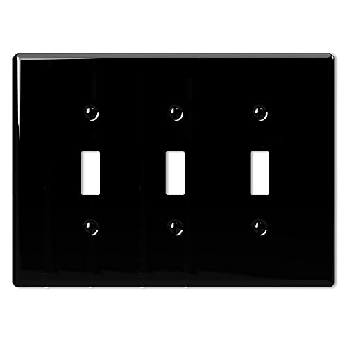 Amerelle 3000TTTBK Metro Wallplate, 3 Toggle, Ceramic, Black, 1-Pack
