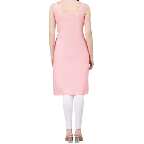 Image of Women Cotton Inner Slip | Soft Camisole for Kurti & Dress | Full Length Sleeveless Underslip | Comfortable Shimmies Tank Top Innerwear | Summer Undergarment Lined Slip (Peach)