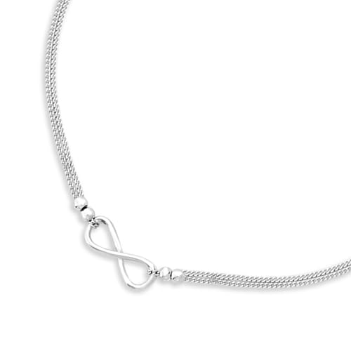 Image of ZAVYA 925 Sterling Silver Designer Layered Infinity Rhodium Plated Adjustable Chain Anklet (Single) | Gift for Women & Girls | With Certificate of Authenticity & 925 Hallmark