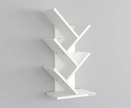 Image of Captiver Engineered Wood Wall Mounted Office Books Stand Bookshelf Steama Multipurpose Table Accessory Home (Matte Finish,White)