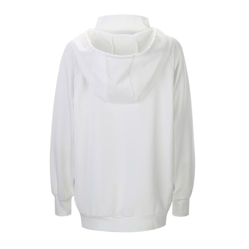 Hoodies for Women Mock Neck Sweatshirt Oversized Pullover Drawstring Casual Long Sleeve Y2k Fall Fashion Clothes White - image 7