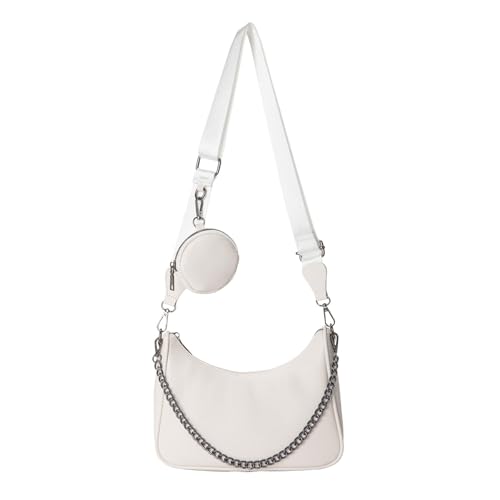 Image of myfriday Women PU Hobo Crossbody Bag, Coin Purse, 2 Straps Shoulder Purse | Anti-scratch PU, center divider, zipper pocket and coin pouch organize cosmetics, wallet and phone for commute or dates
