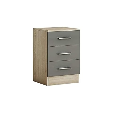 Grey Gloss Three Piece Bedroom Furniture Set - Bedside ONLY Cover