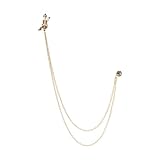 Elegant Violin Suit Pin with Double Hanging Chains Brooch Collar Lapel Pin for Men Shirt Suit Tuxedo Tie Suit Stud Tassel Suit Accessories Jewelry Gifts (Gold)