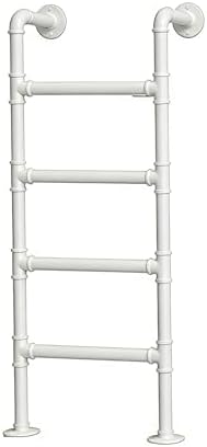 4-Step Metal Bunk Bed Ladder, Wall Mounted Climbing Ladder for Loft & Basement, Easy Installation, 330lbs Capacity, Space-Saving, White Finish - 59in/150cm