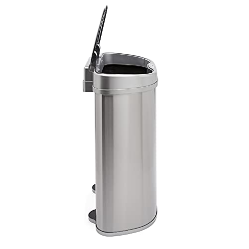 Amazon Basics Automatic Hands-Free Stainless Steel D-Shaped Trash Can, 70 Liters, 2 Bins #TOP2