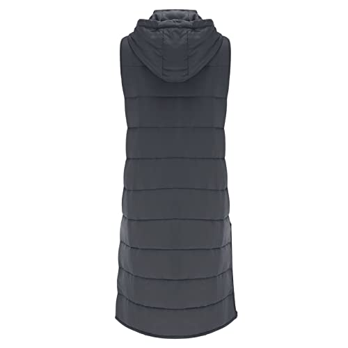 Howstar Colete feminino de inverno, jaqueta com capuz e botões, casaco longo acolchoado com bolso, s