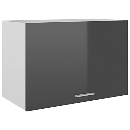 Voupuoda Hängeschrank, Wandschrank, Küchenschrank, Aufbewahrungsschrank, Küchenzeilen, Hochglanz-Grau 60x31x40 cm Spanplatte Cover